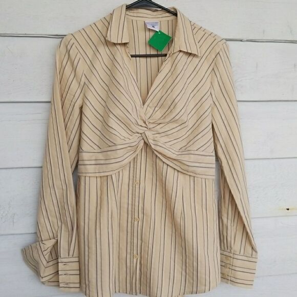𝅺MATERNITY Top Long Sleeve Stripes by Motherhood Maternity Tie Back - Picture 1 of 8